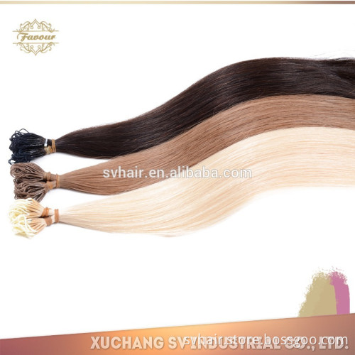 top quality human remy hair extension I TIP with long rope Double Drawn Remy Wholesale nano ring hair extension russian